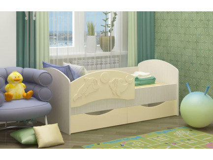 Детская маленькая кровать Дельфин-3 от 3 лет с бортами МДФ, спальное место 1,6х0,8 м